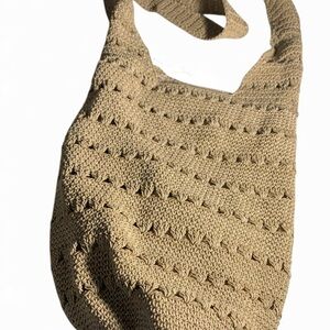 Tan Crochet Shoulder Bag (item#b114)
